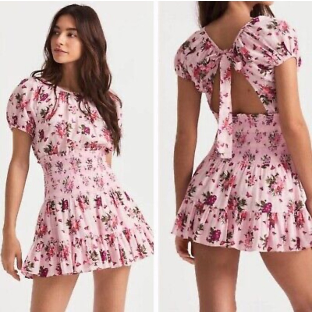 LoveShackFancy Pink Floral Spritz  Dress excellent like new condition Size S